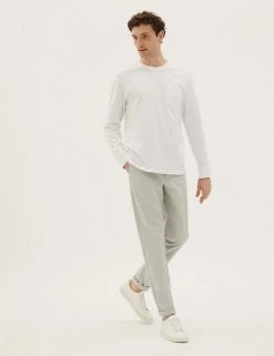 M&S Collection Men's Trousers Tapered Fit Cotton Rich Stretch Chinos