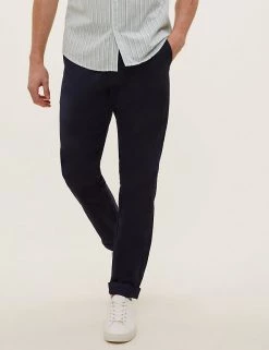 M&S Collection Men's Trousers Tapered Fit Cotton Rich Stretch Chinos -New In Mens Store SD 03 T17 6600T F0 X EC 1