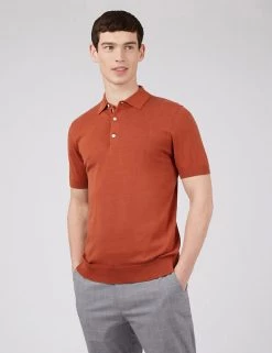 Ben Sherman Men's Polo Shirts Organic Cotton Knitted Polo Shirt -New In Mens Store SD 03 T19 1611 LD X EC 1