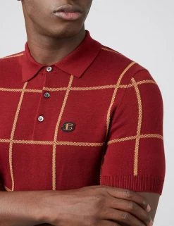 Ben Sherman Men's Knitted Polo Shirts Pure Cotton Check Knitted Polo Shirt 19 Ben Sherman Men's Knitted Polo Shirts Pure Cotton Check Knitted Polo Shirt -New In Mens Store SD 03 T19 1615 B4 X EC 3