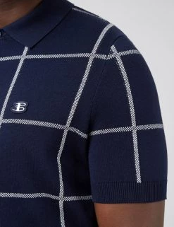 Ben Sherman Men's Knitted Polo Shirts Pure Cotton Check Knitted Polo Shirt 14 Ben Sherman Men's Knitted Polo Shirts Pure Cotton Check Knitted Polo Shirt -New In Mens Store SD 03 T19 1615 E4 X EC 3
