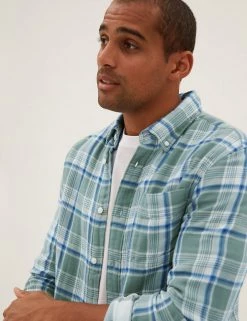M&S Collection Casual Shirts Pure Cotton Check Shirt -New In Mens Store SD 03 T25 1153M J1 X EC 2