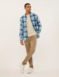 M&S Collection Casual Shirts Pure Cotton Check Shirt -New In Mens Store SD 03 T25 1153M NB X EC 2