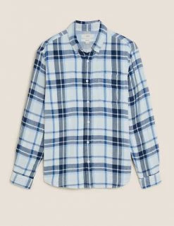 M&S Collection Casual Shirts Pure Cotton Check Shirt -New In Mens Store SD 03 T25 1153M NB X EC 90