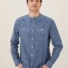 M&S Collection Casual Shirts Pure Cotton Grandad Collar Shirt