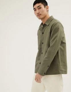 M&S Collection Casual Shirts Linen Blend Overshirt -New In Mens Store SD 03 T25 1169M JR X EC 2