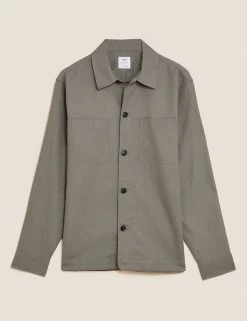 M&S Collection Casual Shirts Linen Blend Overshirt -New In Mens Store SD 03 T25 1169M N1 X EC 90