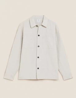 M&S Collection Casual Shirts Linen Blend Overshirt -New In Mens Store SD 03 T25 1169M XH X EC 90