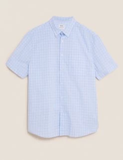 M&S Collection Casual Shirts Pure Cotton Check Shirt -New In Mens Store SD 03 T25 1213M E1 X EC 90