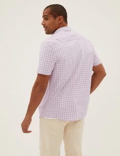 M&S Collection Casual Shirts Pure Cotton Check Shirt -New In Mens Store SD 03 T25 1213M Q2 X EC 2