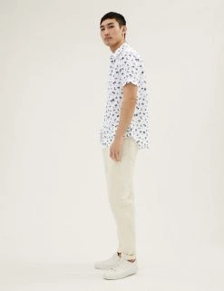 M&S Collection Casual Shirts Pure Cotton Palm Print Shirt