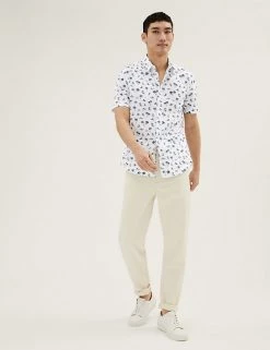 M&S Collection Casual Shirts Pure Cotton Palm Print Shirt -New In Mens Store SD 03 T25 1214M Z4 X EC 2