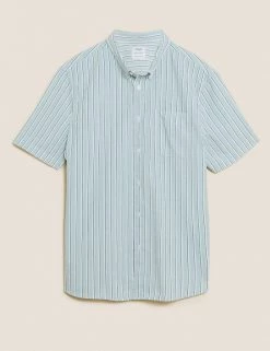 M&S Collection Casual Shirts Pure Cotton Striped Shirt 9 M&S Collection Casual Shirts Pure Cotton Striped Shirt -New In Mens Store SD 03 T25 1217M J7 X EC 90