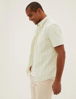 M&S Collection Casual Shirts Pure Cotton Striped Shirt 12 M&S Collection Casual Shirts Pure Cotton Striped Shirt -New In Mens Store SD 03 T25 1217M R4 X EC 0