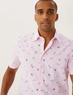 M&S Collection Casual Shirts Pure Cotton Tropical Print Shirt 9 M&S Collection Casual Shirts Pure Cotton Tropical Print Shirt -New In Mens Store SD 03 T25 1218M A4 X EC 3