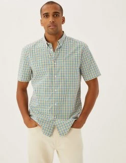 M&S Collection Casual Shirts Pure Cotton Gingham Check Shirt