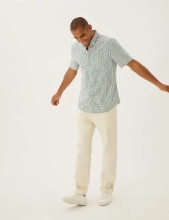 M&S Collection Casual Shirts Pure Cotton Gingham Check Shirt -New In Mens Store SD 03 T25 1219M R4 X EC 1