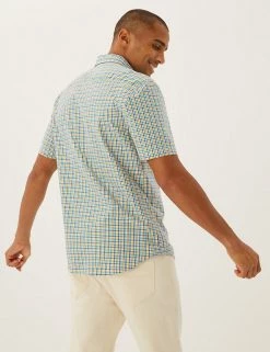 M&S Collection Casual Shirts Pure Cotton Gingham Check Shirt -New In Mens Store SD 03 T25 1219M R4 X EC 3
