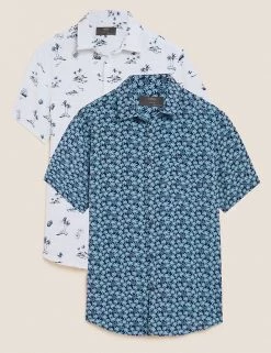 M&S Collection Casual Shirts 2 Pack Printed Shirts