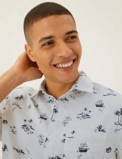 M&S Collection Casual Shirts Hawaiian Shirt 6 M&S Collection Casual Shirts Hawaiian Shirt -New In Mens Store SD 03 T25 2054M Z4 X EC 1