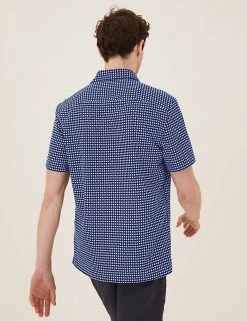 M&S Collection Men's Shirts Geometric Print Shirt -New In Mens Store SD 03 T25 2062M E5 X EC 2