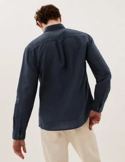 M&S Collection Casual Shirts Linen Rich Shirt -New In Mens Store SD 03 T25 2110M F3 X EC 2