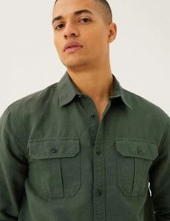 M&S Collection Casual Shirts Linen Rich Shirt -New In Mens Store SD 03 T25 2110M KH X EC 0