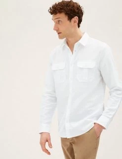 M&S Collection Casual Shirts Linen Rich Shirt -New In Mens Store SD 03 T25 2110M Z0 X EC 0