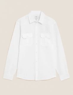 M&S Collection Casual Shirts Linen Rich Shirt -New In Mens Store SD 03 T25 2110M Z0 X EC 90