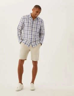 M&S Collection Casual Shirts Linen Rich Check Shirt