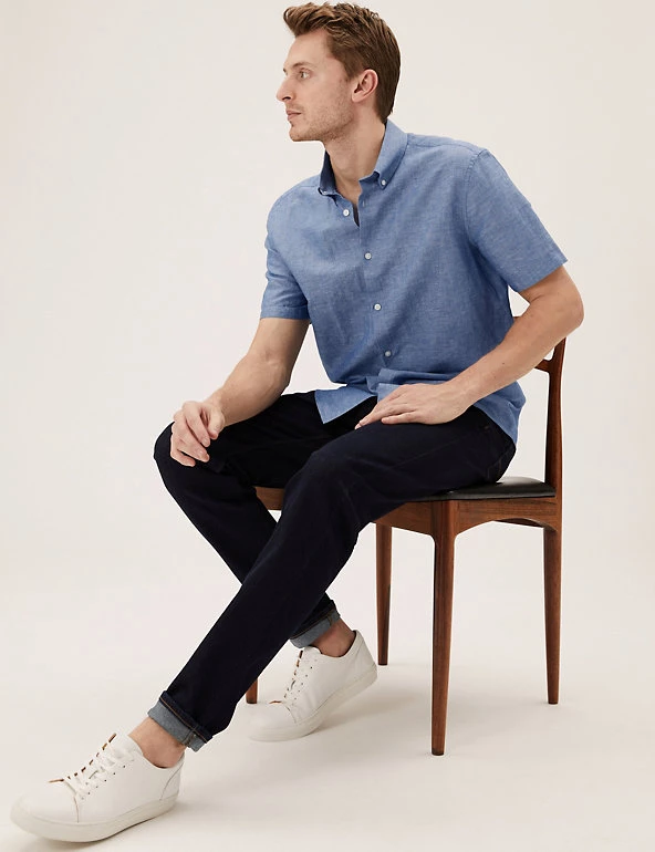 M&S Collection Casual Shirts Linen Rich Shirt 5 M&S Collection Casual Shirts Linen Rich Shirt - Image 5