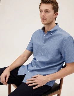 M&S Collection Casual Shirts Linen Rich Shirt 16 M&S Collection Casual Shirts Linen Rich Shirt -New In Mens Store SD 03 T25 2147M SA X EC 2