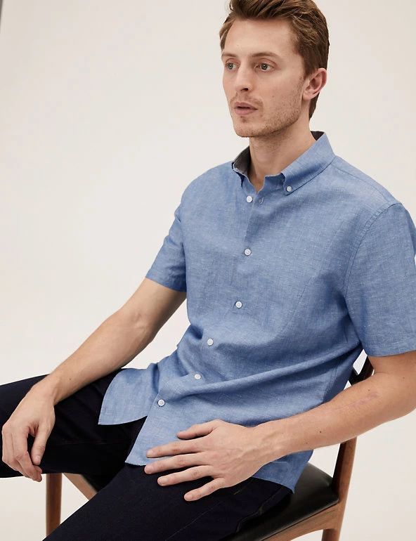 M&S Collection Casual Shirts Linen Rich Shirt 8 M&S Collection Casual Shirts Linen Rich Shirt - Image 8