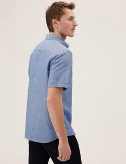 M&S Collection Casual Shirts Linen Rich Shirt 17 M&S Collection Casual Shirts Linen Rich Shirt -New In Mens Store SD 03 T25 2147M SA X EC 3