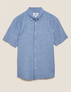 M&S Collection Casual Shirts Linen Rich Shirt 14 M&S Collection Casual Shirts Linen Rich Shirt -New In Mens Store SD 03 T25 2147M SA X EC 90