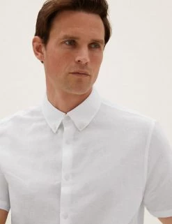 M&S Collection Casual Shirts Linen Rich Shirt 11 M&S Collection Casual Shirts Linen Rich Shirt -New In Mens Store SD 03 T25 2147M Z0 X EC 1