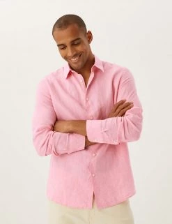 M&S Collection Casual Shirts Pure Linen Shirt 48 M&S Collection Casual Shirts Pure Linen Shirt -New In Mens Store SD 03 T25 2204M A5 X EC 0
