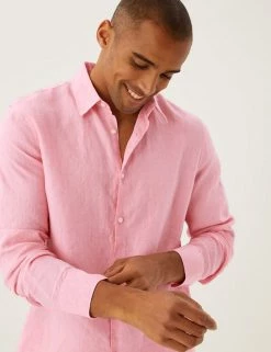 M&S Collection Casual Shirts Pure Linen Shirt 51 M&S Collection Casual Shirts Pure Linen Shirt -New In Mens Store SD 03 T25 2204M A5 X EC 2