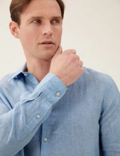 M&S Collection Casual Shirts Pure Linen Shirt 77 M&S Collection Casual Shirts Pure Linen Shirt -New In Mens Store SD 03 T25 2204M E1 X EC 1