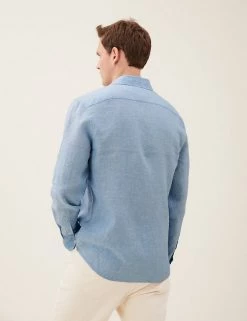 M&S Collection Casual Shirts Pure Linen Shirt 78 M&S Collection Casual Shirts Pure Linen Shirt -New In Mens Store SD 03 T25 2204M E1 X EC 2