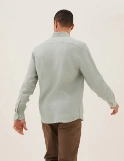 M&S Collection Casual Shirts Pure Linen Shirt 85 M&S Collection Casual Shirts Pure Linen Shirt -New In Mens Store SD 03 T25 2204M J1 X EC 2