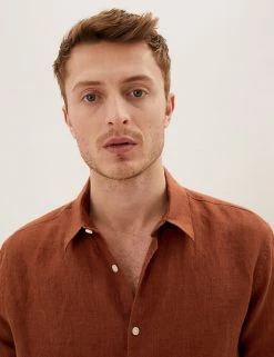 M&S Collection Casual Shirts Pure Linen Shirt 61 M&S Collection Casual Shirts Pure Linen Shirt -New In Mens Store SD 03 T25 2204M N3 X EC 0