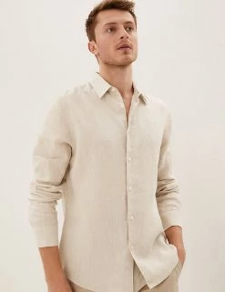M&S Collection Casual Shirts Pure Linen Shirt 66 M&S Collection Casual Shirts Pure Linen Shirt -New In Mens Store SD 03 T25 2204M SS X EC 0