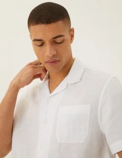 M&S Collection Casual Shirts Pure Linen Revere Shirt