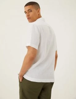 M&S Collection Casual Shirts Pure Linen Revere Shirt -New In Mens Store SD 03 T25 2206M Z0 X EC 2