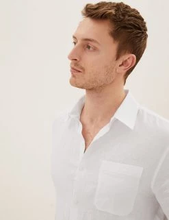 M&S Collection Casual Shirts Pure Linen Shirt 13 M&S Collection Casual Shirts Pure Linen Shirt -New In Mens Store SD 03 T25 2222M Z0 X EC 0