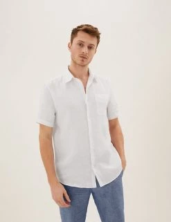M&S Collection Casual Shirts Pure Linen Shirt 15 M&S Collection Casual Shirts Pure Linen Shirt -New In Mens Store SD 03 T25 2222M Z0 X EC 1