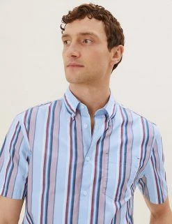 M&S Collection Casual Shirts Pure Cotton Striped Shirt