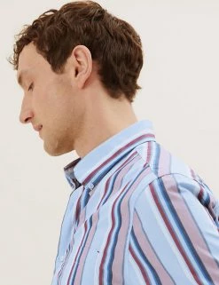M&S Collection Casual Shirts Pure Cotton Striped Shirt 7 M&S Collection Casual Shirts Pure Cotton Striped Shirt -New In Mens Store SD 03 T25 2861M B4 X EC 1
