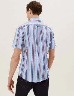 M&S Collection Casual Shirts Pure Cotton Striped Shirt 8 M&S Collection Casual Shirts Pure Cotton Striped Shirt -New In Mens Store SD 03 T25 2861M B4 X EC 2